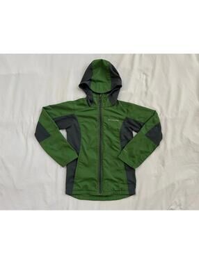 Columbia boys size M (10/12) green/grey omni shield “flash splash” hooded jacket
